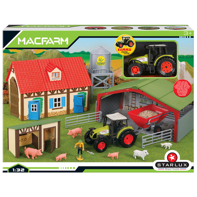 Starlux - Macfarm : Agriculture 2 Tracteurs CLAAS avec remorques +