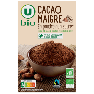 Cacao en poudre 1% de MG et 1% de sucres