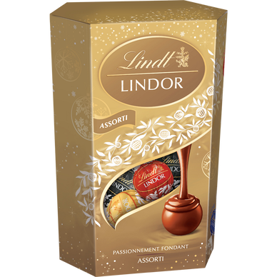 LINDT Lindor cornet assortiment de chocolats fondants au lait, noir, blanc  200g pas cher 