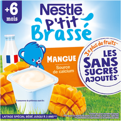 P Tit Brasse Mangue Sans Sucre Ajoute Des 6 Mois Nestle 4x100g 400g Super U Hyper U U Express Www Coursesu Com