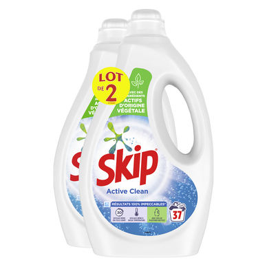 SKIP - Lot de 3 x 1,7L Lessive Liquide Active Clean (102 Lavages)