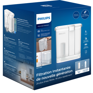 PHILIPS Carafe filtrante Instant Water + 1 filtre inclus - Capacité de 3L,  rechargeable par port USB