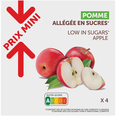 POUCE Compote de pomme allégée en sucres en bocal 720g pas cher 