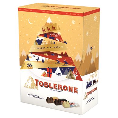 Toblerone – Assortiments de Mini Chocolat au Lait, Chocolat Noir, Chocolat  Blanc – Idée Cadeau Noël – Chocolats à Offrir – 1 Boîte Sapin 144 g :  : Epicerie