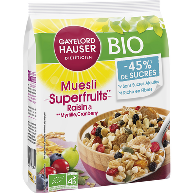 Muesli superfruits sans sucres ajoutés Gayelord Hauser - 350g