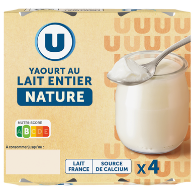 Yaourt nature au lait entier, La Laitière (4 x 125 g)  La Belle Vie :  Courses en Ligne - Livraison à Domicile