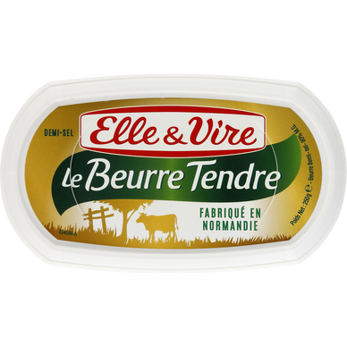 Beurre tendre demi-sel ELLE & VIRE : la barquette de 250 g à Prix