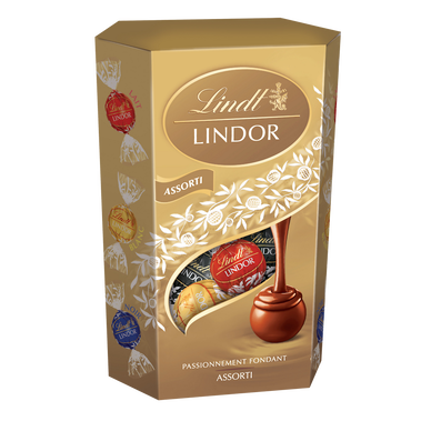 Lindt Lindor chocolat blanc à la fraise, fourré d'un fondant