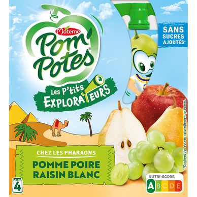 POM'POTES Compotes Gourdes Pomme Poire 4x90g - materne - 360 g