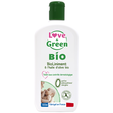 Liniment huile d'olive bio 0% LOVE&GREEN, 500ml - Super U, Hyper U