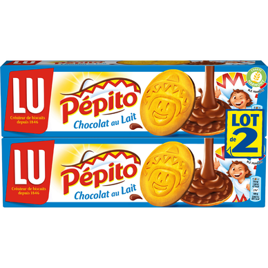 Biscuits nappés au chocolat au lait Pepito LU, 2 paquets de 192g - Super U,  Hyper U, U Express 