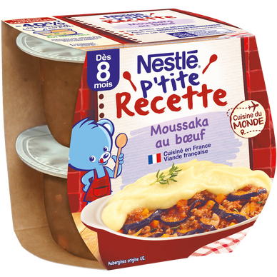 Petits pots pour bébé moussaka Ma Recette - dès 8 mois, Nestlé (2 x 200 g)