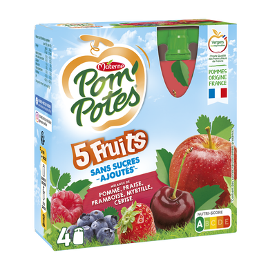 Pom Potes Compote pomme, pomme fraise & pomme framboise sans sucre ajouté  POM'POTES 