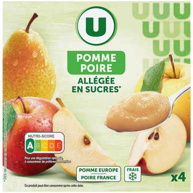 Dessert fruitier coupelle pomme sans sucre ajouté 12x100g - Super U, Hyper  U, U Express 