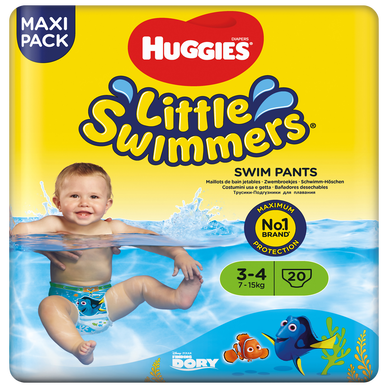 HUGGIES Couches-culottes de bain bébé jetables Little Swimmers taille 3-4  4x20 pièces