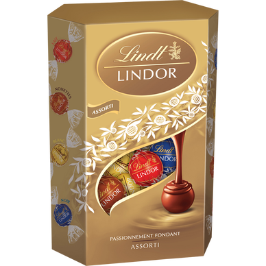 LINDT Lindor assortiment de bouchées de chocolat extra-fins au lait, blancs  et noirs 337g pas cher 