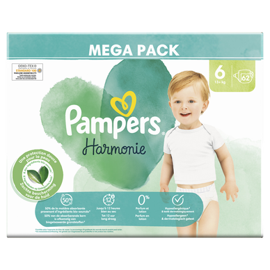 PAMPERS Harmonie couches taille 6 (+13kg) 22 couches pas cher 