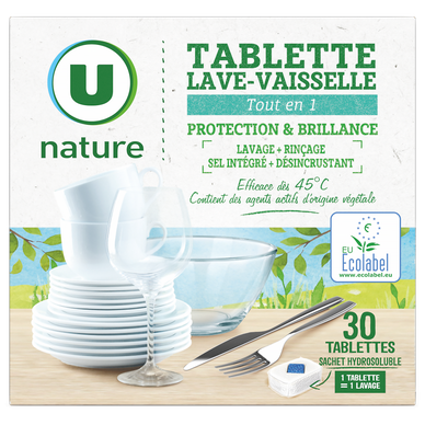 Tablettes lave-vaisselle écologique tout en1 x30 - UNI VERT