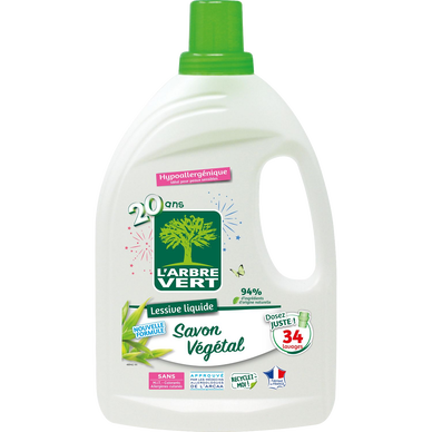 doses lessive liquide au savon végétale - l'arbre vert - 22 doses