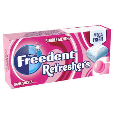 Chewing-gum refresher bubble menthe sans sucre FREEDENT, handypack