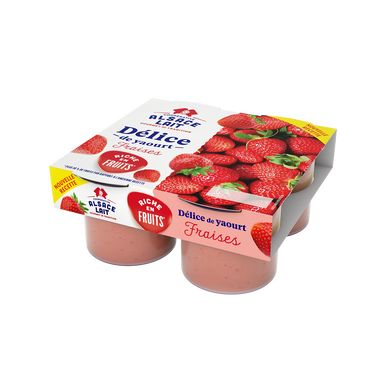 Yaourt aux fruits avec morceaux fraise - Délisse - 4 x 125 g