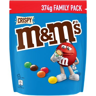 M&M's Crispy 374g FAMILY PACK - - 100g