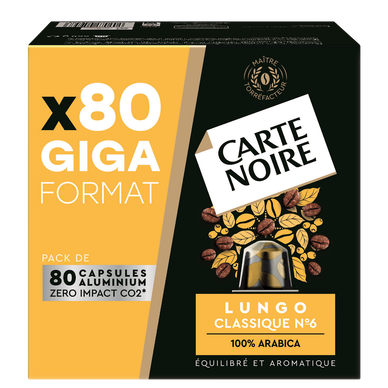 CARTE NOIRE Café capsules espresso lungo Classique Nespresso - boite de 50  capsules - Cdiscount Au quotidien