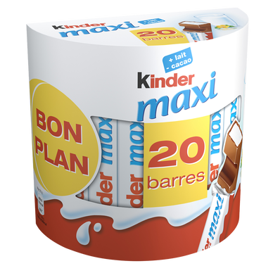 Barres chocolat maxi KINDER , x20 soit 420g - Super U, Hyper U, U Express 