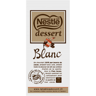 Chocolat Nestlé dessert pâtissier blanc x2 - 180g