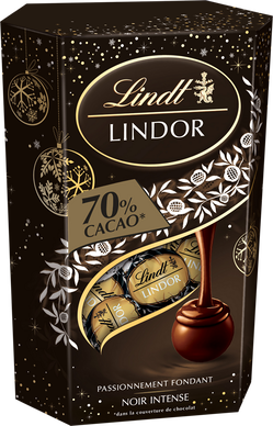 LINDT Lindor cornet assortiment de chocolats fondants au lait, noir, blanc  200g pas cher 
